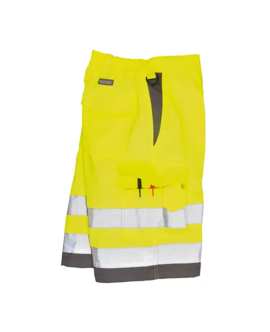Pantaloni de lucru scurti HiVis, Galben fluorescent-gri Pantaloni de lucru scurti HiVis, Galben fluorescent-gri