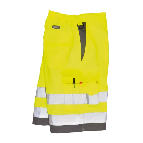 Pantaloni de lucru scurti HiVis, Galben fluorescent-gri Pantaloni de lucru scurti HiVis, Galben fluorescent-gri