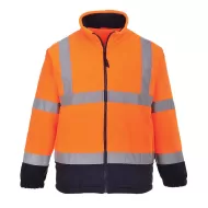 Fleece reflectorizant Hi-Vis calduros si rezistent la vant, bicolor, 300g, Portocaliu si bleumarin