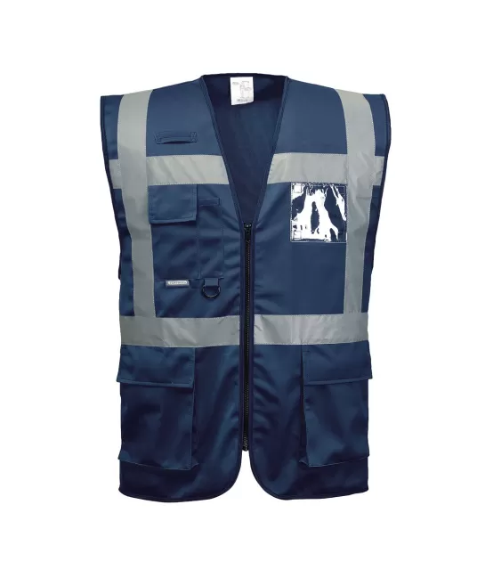 Vesta de protectie cu dungi reflectorizante [F476] Bleumarin