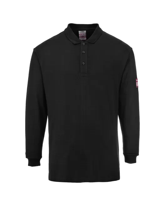 Tricou polo maneca lunga ignifug si antistatic [FR10] Negru