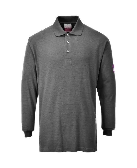 Tricou polo maneca lunga ignifug si antistatic [FR10] Gri