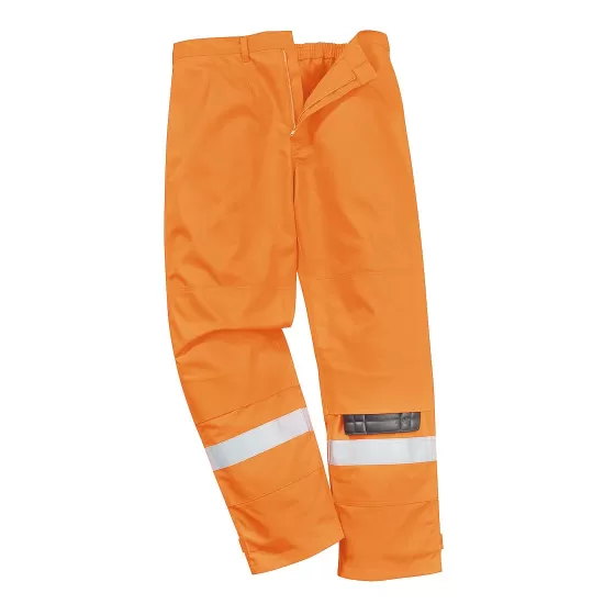 Pantaloni ignifugi si antistatici cu dungi reflectorizante [FR26], Portocaliu