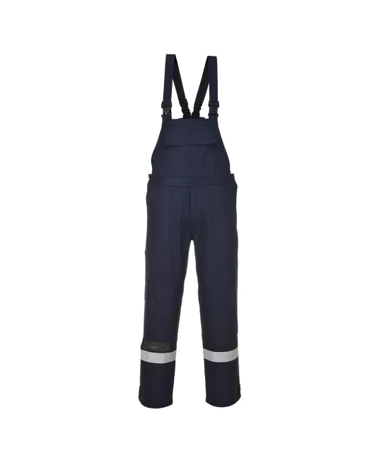 Salopeta cu pieptar ignifuga si antistatica cu dungi reflectorizante [FR27], Bleumarin