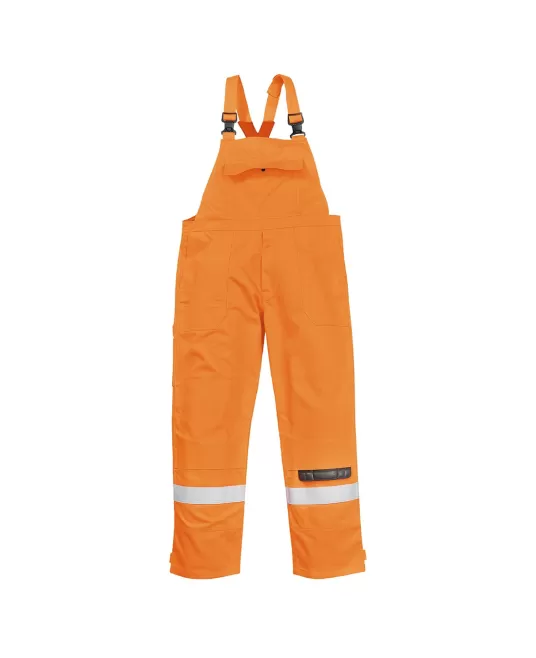 Salopeta cu pieptar ignifuga si antistatica cu dungi reflectorizante [FR27], Portocaliu