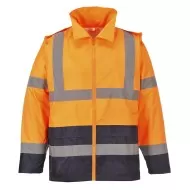 Jacheta de ploaie reflectorizanta, HiVis, impermeabila, bicolora [H443] Portocaliu si bleumarin
