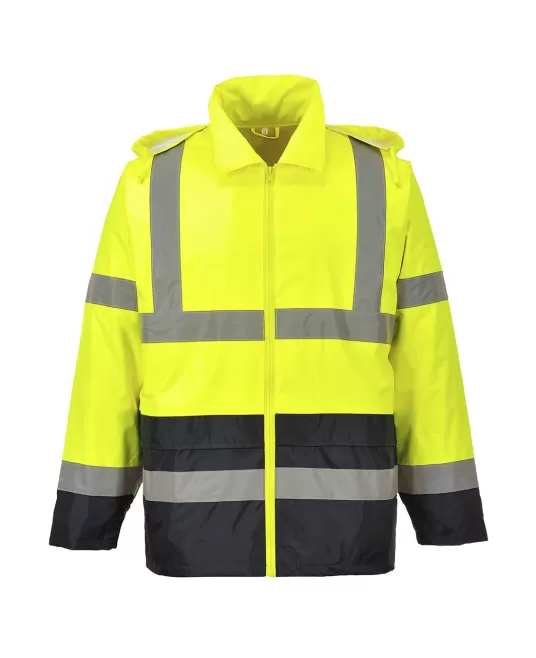 Jacheta de ploaie reflectorizanta, HiVis, impermeabila, bicolora [H443] Galben si bleumarin