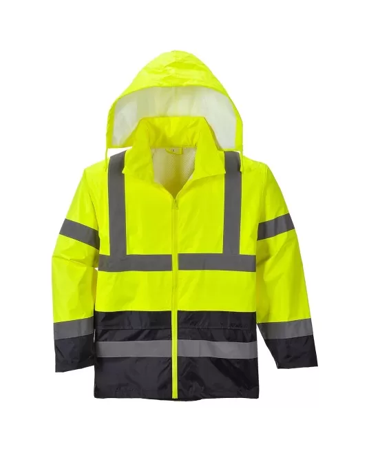 Jacheta de ploaie reflectorizanta, HiVis, impermeabila, bicolora [H443] Galben si bleumarin