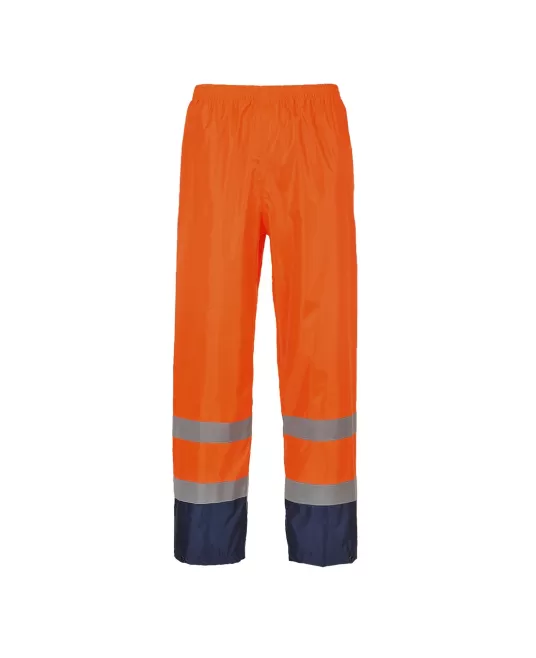 Pantaloni de ploaie reflectorizanti, HiVis, impermeabili [H444] Portocaliu si bleumarin