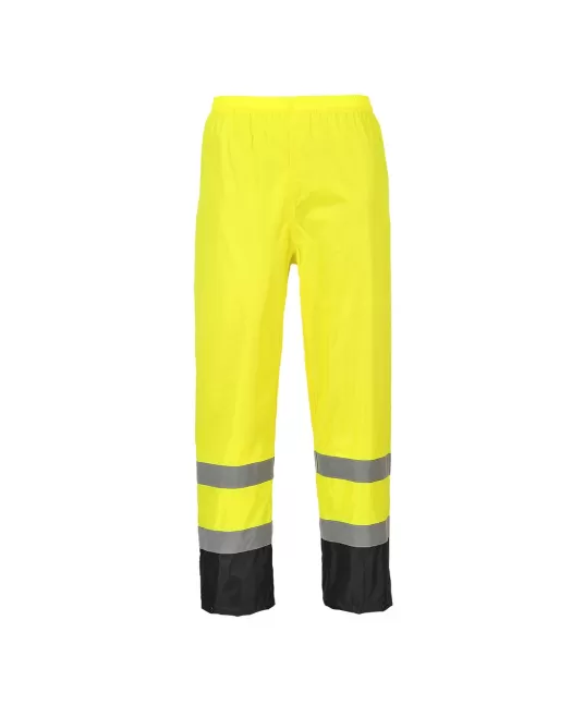 Pantaloni de ploaie reflectorizanti, HiVis, impermeabili [H444] Galben si negru