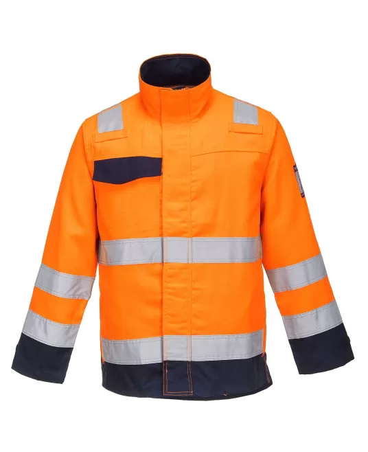 Jacheta de protectie Multinorm: ignifuga reflectorizanta,antistatica, chimica [MV35] Portocaliu si bleumarin