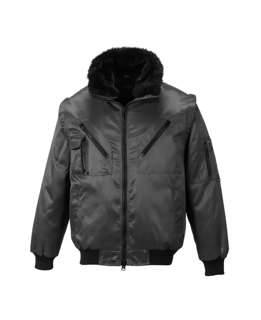 Jacheta vatuita 4 in 1, maneci detasabile,  Negru