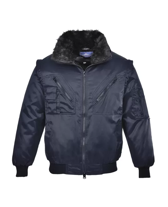 Jacheta vatuita 4 in 1, maneci detasabile, bleumarin, negru, rosu