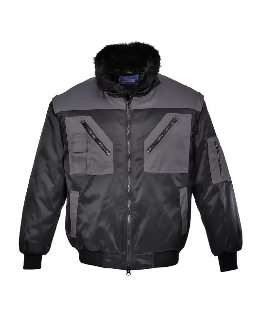 Jacheta 4 in 1 impermeabila, negru-gri