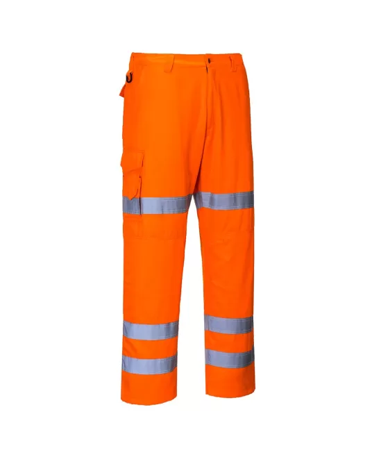 Pantaloni de protectie Combat Hi-Vis reflectorizant 3 Benzi [RT49] Portocaliu