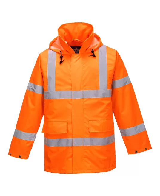 Jacheta impermeabila reflectorizanta, inalta vizibilitate, Portocaliu