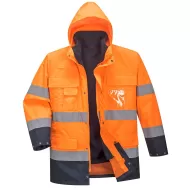 Jacheta reflectorizanta HiVis 3 in 1, impermeabila, polar detasabil, Portocaliu si bleumarin