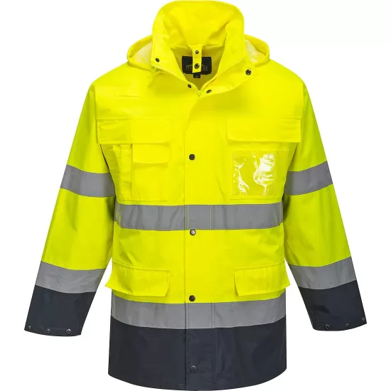 Jacheta reflectorizanta HiVis 3 in 1, impermeabila, polar detasabil, Galben si bleumarin Jacheta reflectorizanta HiVis 3 in 1, impermeabila, polar detasabil, Galben si bleumarin
