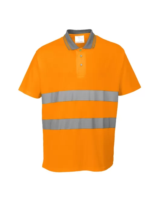 Tricou polo cu maneca scurta reflectorizant, HiVis, 175g/m2, Portocaliu