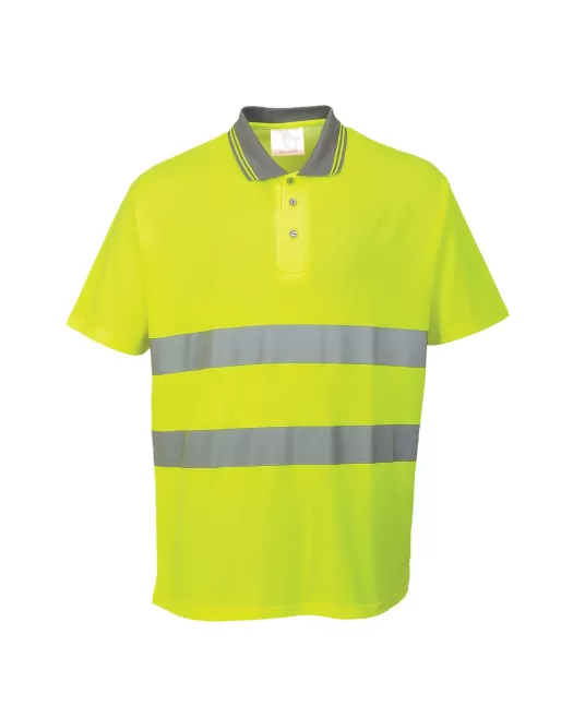 Tricou polo cu maneca scurta reflectorizant, HiVis, 175g/m2, Galben
