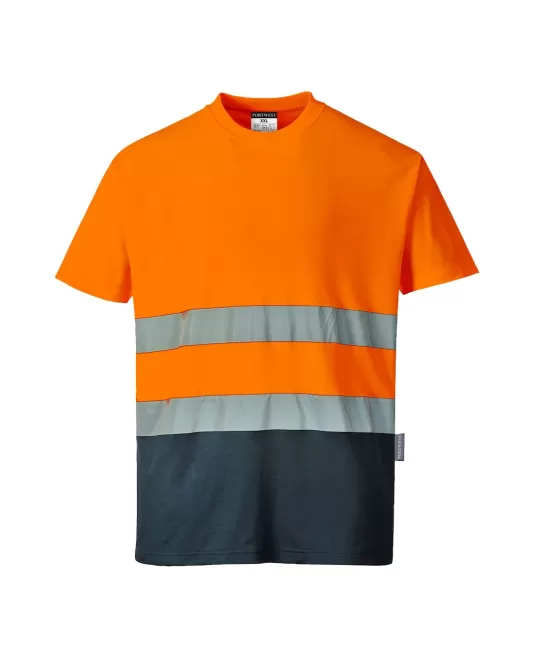 Tricou HiVis continut ridicat de bumbac, portocaliu bleumarin
