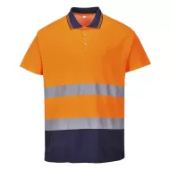 Tricou polo HiVis, continut ridicat de bumbac, Portocaliu si bleumarin Tricou polo HiVis, continut ridicat de bumbac, Portocaliu si bleumarin