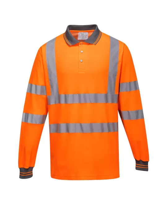 Tricou reflectorizant polo cu maneca lunga, inalta vizibilitate, 175g/m2, Portocaliu Tricou reflectorizant polo cu maneca lunga, inalta vizibilitate, 175g/m2, Portocaliu