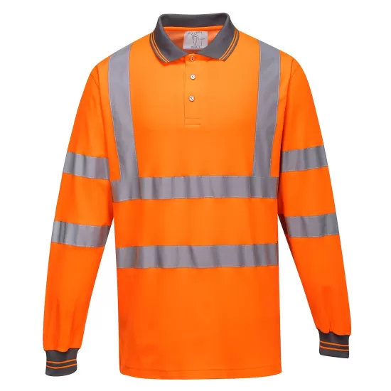 Tricou reflectorizant polo cu maneca lunga, inalta vizibilitate, 175g/m2, Portocaliu Tricou reflectorizant polo cu maneca lunga, inalta vizibilitate, 175g/m2, Portocaliu