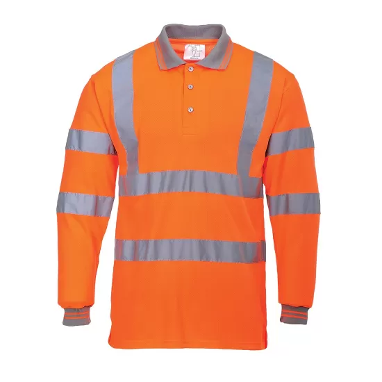 Tricou polo cu maneca lunga reflectorizant, HiVis, 175g/m2, Portocaliu Tricou polo cu maneca lunga reflectorizant, HiVis, 175g/m2, Portocaliu