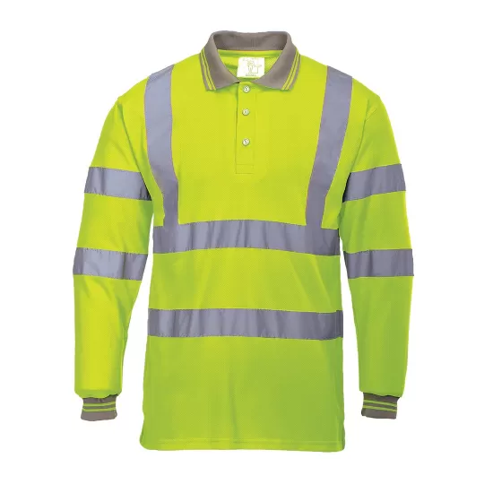Tricou polo cu maneca lunga reflectorizant, HiVis, 175g/m2, Galben Tricou polo cu maneca lunga reflectorizant, HiVis, 175g/m2, Galben