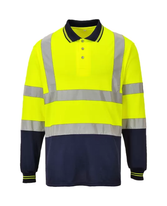 Tricou polo Hivis, 100% poliester 175g/m2, galben bleumarin Tricou polo Hivis, 100% poliester 175g/m2, galben bleumarin