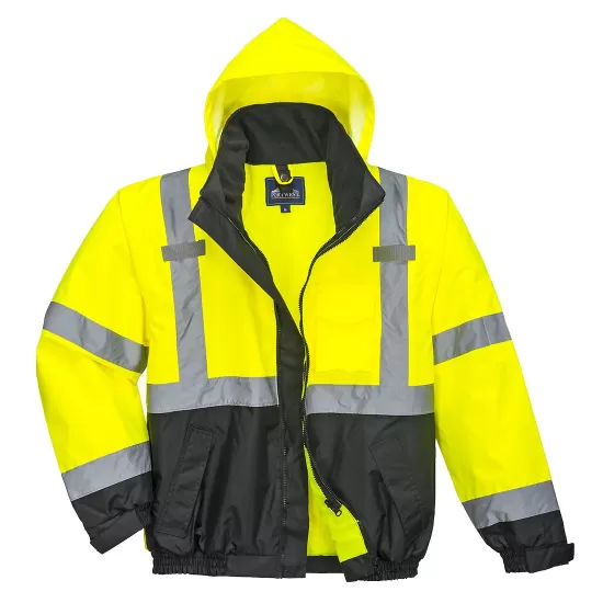 Jacheta vatuita reflectorizanta, 3 in 1, inalta vizibilitate, bicolora, Galben si negru Jacheta vatuita reflectorizanta, 3 in 1, inalta vizibilitate, bicolora, Galben si negru