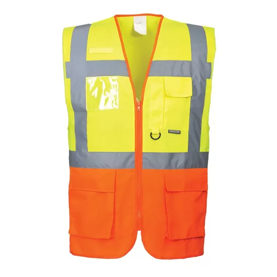 Vesta de protectie reflectorizanta, cu fermoar, galben-portocaliu, Galben si portocaliu Vesta de protectie reflectorizanta, cu fermoar, galben-portocaliu, Galben si portocaliu
