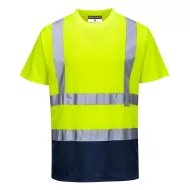 Tricou cu maneca scurta bicolor, reflectorizant, inalta vizibilitate, Galben si bleumarin Tricou cu maneca scurta bicolor, reflectorizant, inalta vizibilitate, Galben si bleumarin