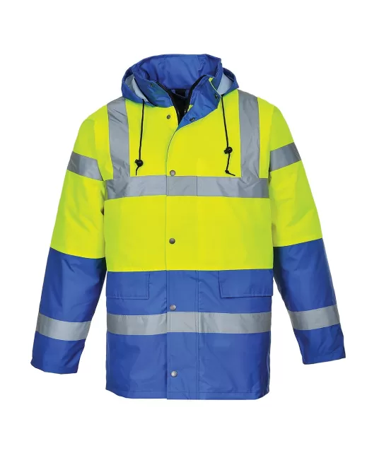 Jacheta Hi-Vis vatuita galben-albastra reflectorizanta Jacheta Hi-Vis vatuita galben-albastra reflectorizanta