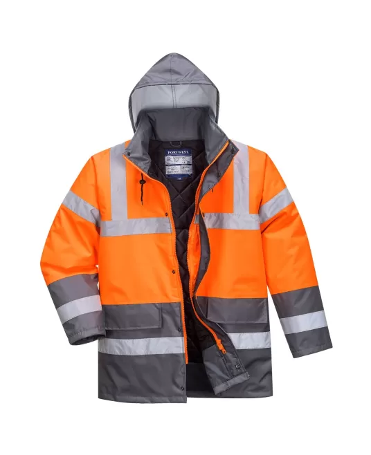 Jacheta Hi-Vis vatuită portocaliu-gri reflectorizanta Jacheta Hi-Vis vatuită portocaliu-gri reflectorizanta
