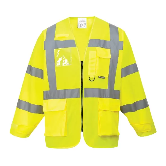 Jacheta de protectie reflectorizanta cu fermoar, inalta vizibilitate, maneca lunga, Galben Jacheta de protectie reflectorizanta cu fermoar, inalta vizibilitate, maneca lunga, Galben
