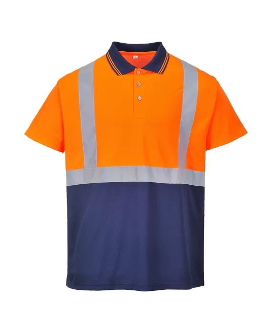 Tricou Polo Doua tonuri, Portocaliu si bleumarin
