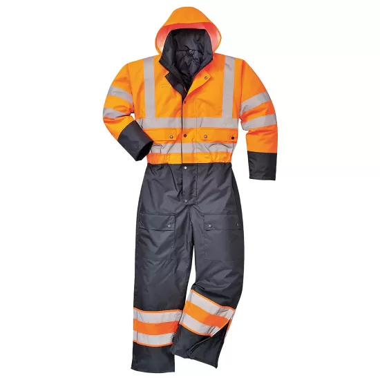 Combinezon vatuit reflectorizant, HiVis, Portocaliu si bleumarin Combinezon vatuit reflectorizant, HiVis, Portocaliu si bleumarin