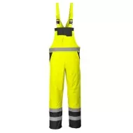 Salopeta de protectie cu pieptar, HiVis, reflectorizanta,impermeabila, Galben si negru Salopeta de protectie cu pieptar, HiVis, reflectorizanta,impermeabila, Galben si negru