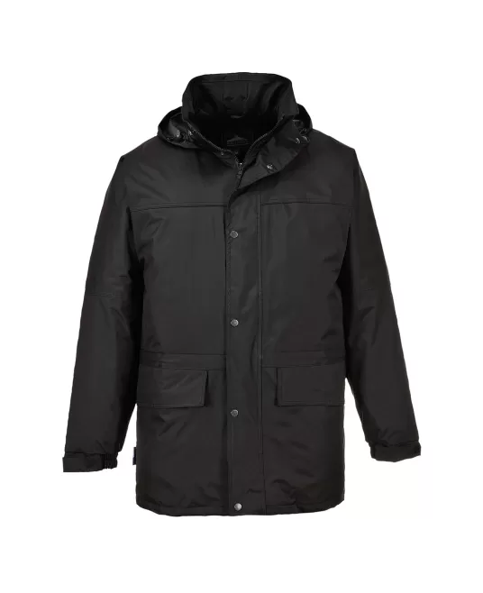 Jacheta vatuita cu gluga, impermeabila, Negru