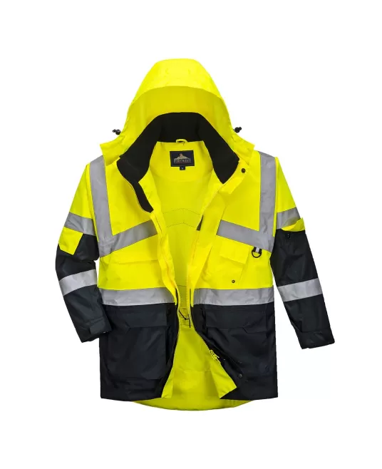 Jacheta impermeabila reflectorizanta, HiVis, bicolora, Galben si bleumarin