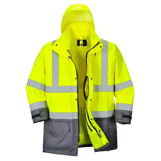 Jacheta vatuita reflectorizanta, 5 in 1, inalta vizibilitate, Galben si bleumarin Jacheta vatuita reflectorizanta, 5 in 1, inalta vizibilitate, Galben si bleumarin
