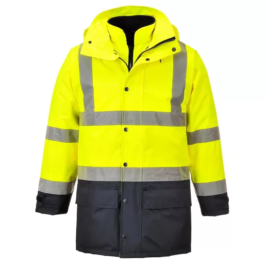 Jacheta vatuita reflectorizanta, 5 in 1, inalta vizibilitate, Galben si negru Jacheta vatuita reflectorizanta, 5 in 1, inalta vizibilitate, Galben si negru