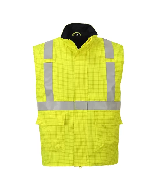 Vesta de protectie reflectorizanta, antistatica ignifuga, HiVis, Galben