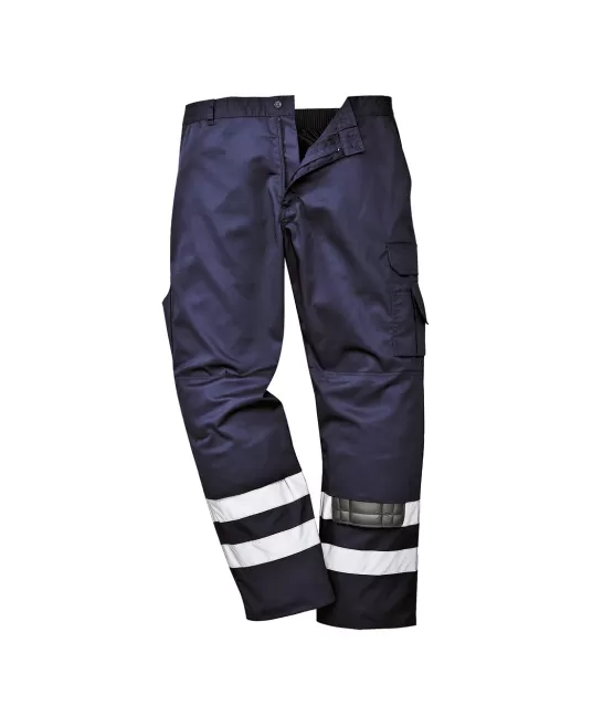 Pantaloni de lucru cu dungi reflectorizante, tercot 245g/m2, Bleumarin Pantaloni de lucru cu dungi reflectorizante, tercot 245g/m2, Bleumarin