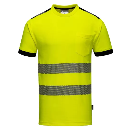 Tricou cu maneca scurta HiVis reflectorizant, calitate premium PW3 [T181] Galben fosforescent