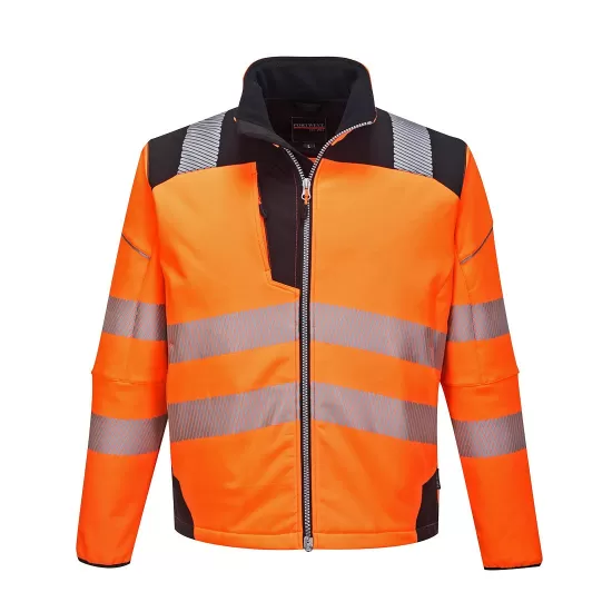 Jacheta premium softshell HiVis reflectorizant PW3, Portocaliu negru Jacheta premium softshell HiVis reflectorizant PW3, Portocaliu negru