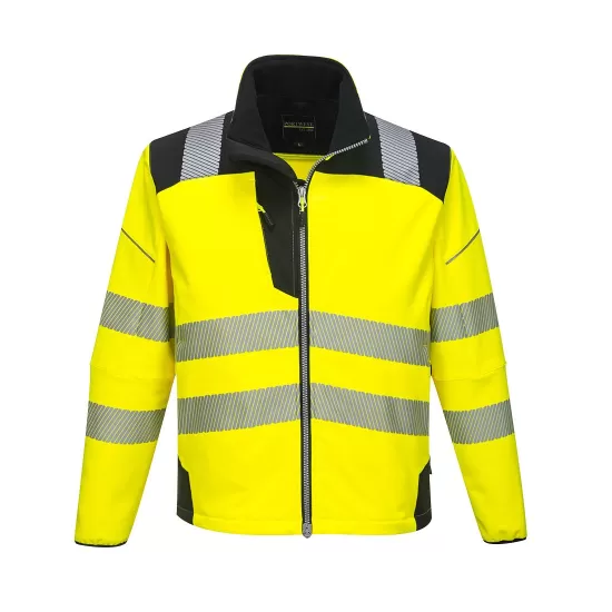 Jacheta premium softshell HiVis reflectorizant PW3, Galben negru Jacheta premium softshell HiVis reflectorizant PW3, Galben negru