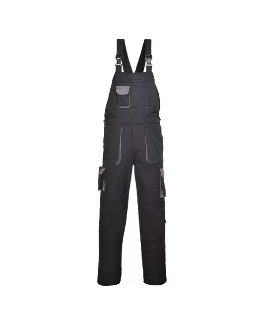 Salopeta de lucru cu pieptar, tercot 245g/m2,colectia Texo Contrast [TX12] Negru